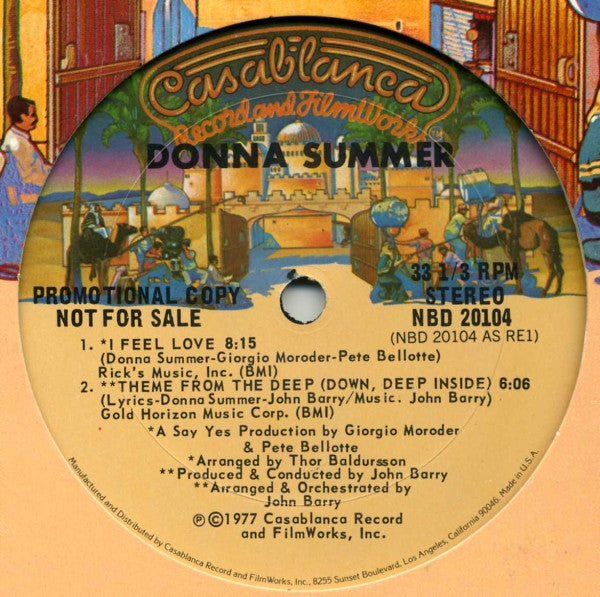 Donna Summer ‎– I Feel Love / Theme From The Deep (Down, Deep Inside) | 12" 33RPM Vinyl | Tiki Tumbao