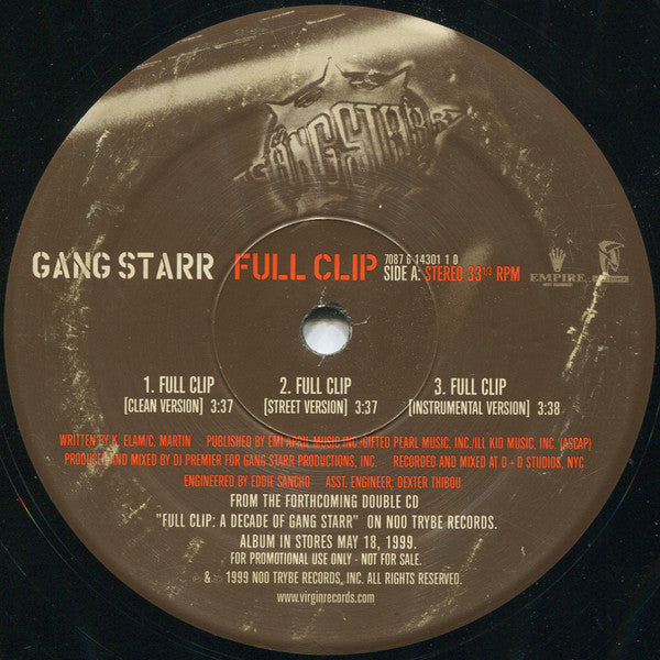 Gang Starr ‎– Full Clip / DWYCK | 12" 33RPM Vinyl | Tiki Tumbao