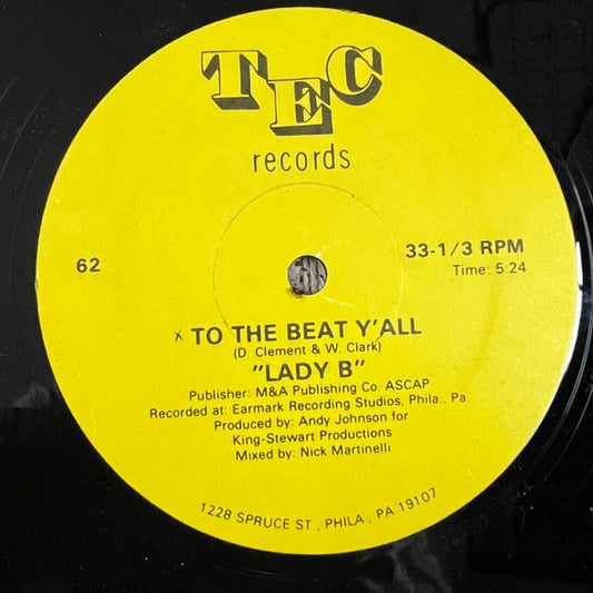 Lady B ‎– To The Beat Y'all | 12" 33RPM Vinyl | Tiki Tumbao