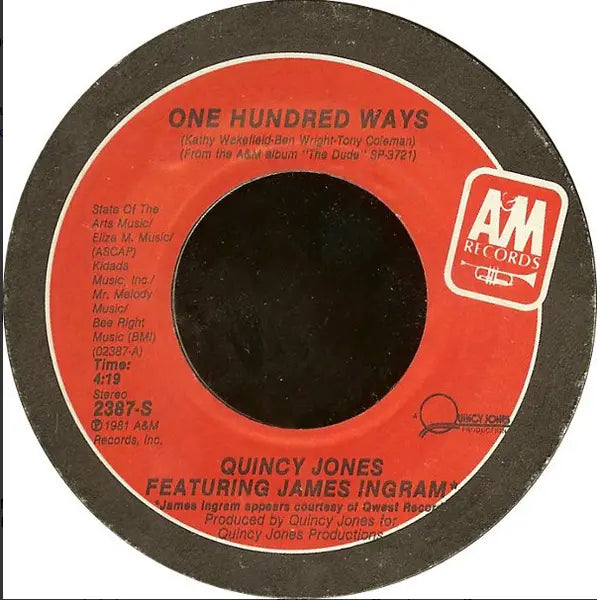 Quincy Jones Featuring James Ingram ‎– One Hundred Ways | 7" 45RPM Vinyl Tiki Tumbao