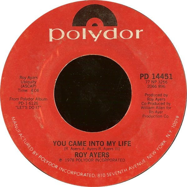 Roy Ayers ‎– You Came In To My Life / Freaky Deaky | 7" 45RPM Vinyl | Tiki Tumbao
