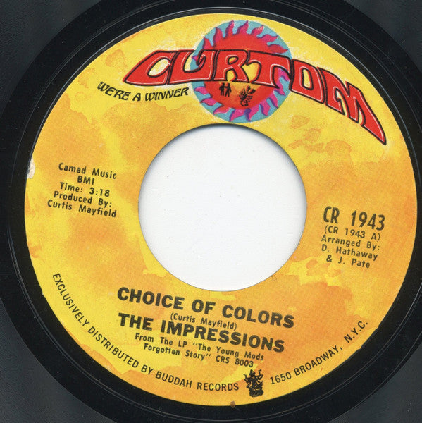 The Impressions ‎– Choice Of Colors | 7" 45RPM Vinyl | Tiki Tumbao