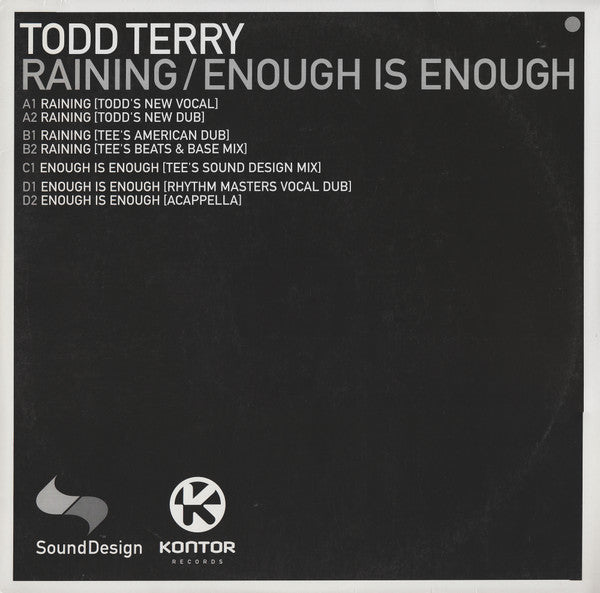 Todd Terry ‎– Raining / Enough Is Enough | 12" 45RPM Vinyl | Tiki Tumbao