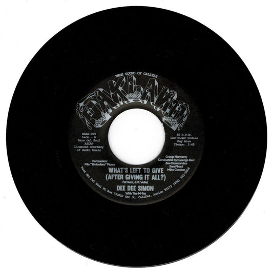 Dee Dee Simon With The M-Tet ‎– What's Left To Give (After Giving It All?)