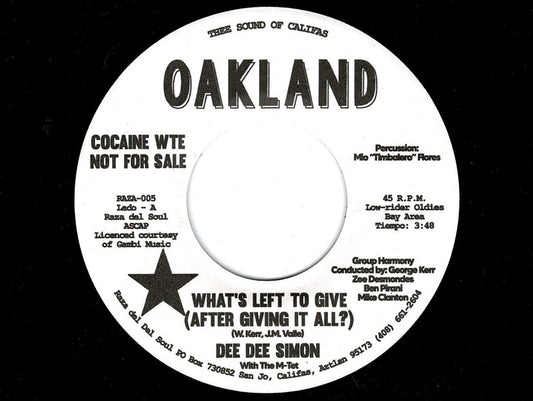 Dee Dee Simon With The M-Tet ‎– What's Left To Give (After Giving It All?) (Promo)